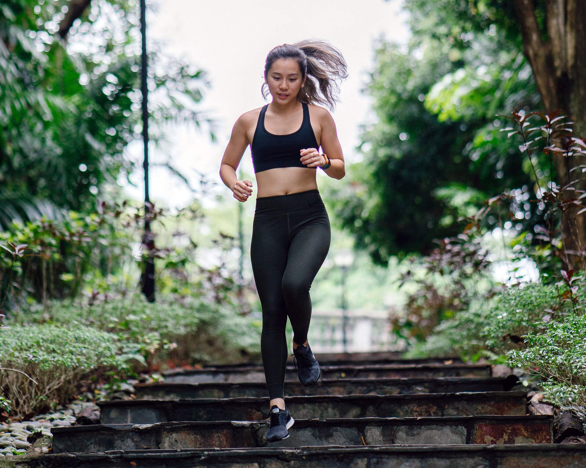 A woman sweating while working out