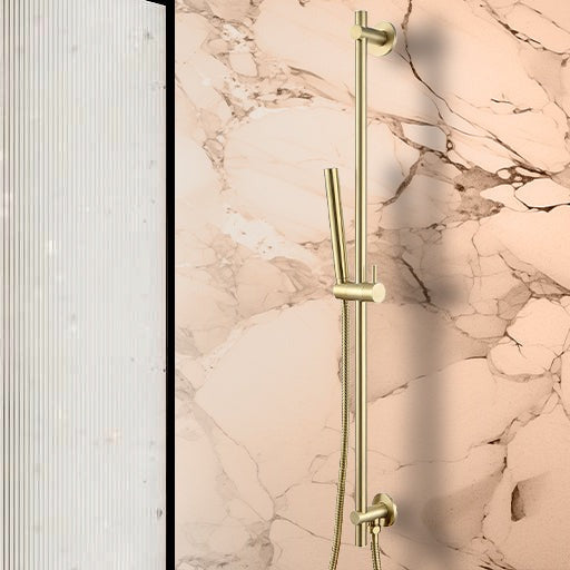 Shower Slider Rail Kit with Hose & Shower Handset- Brushed Brass