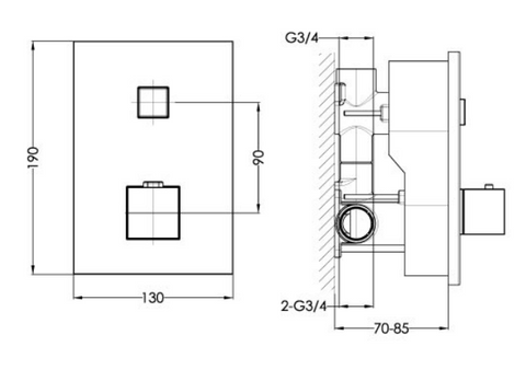 Gaia 1 Outlet Touch Thermostatic Shower Valve 866121