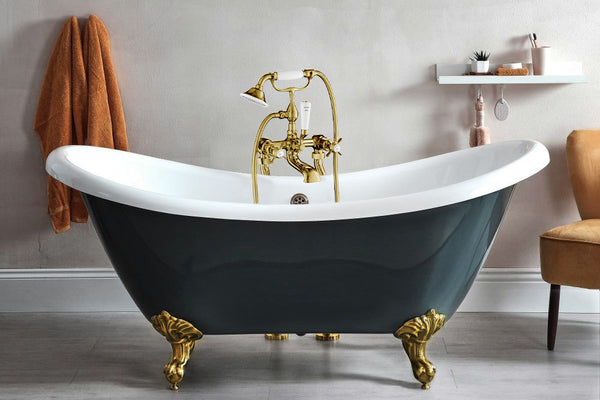 Robinet de bain autoportant traditionnel doré