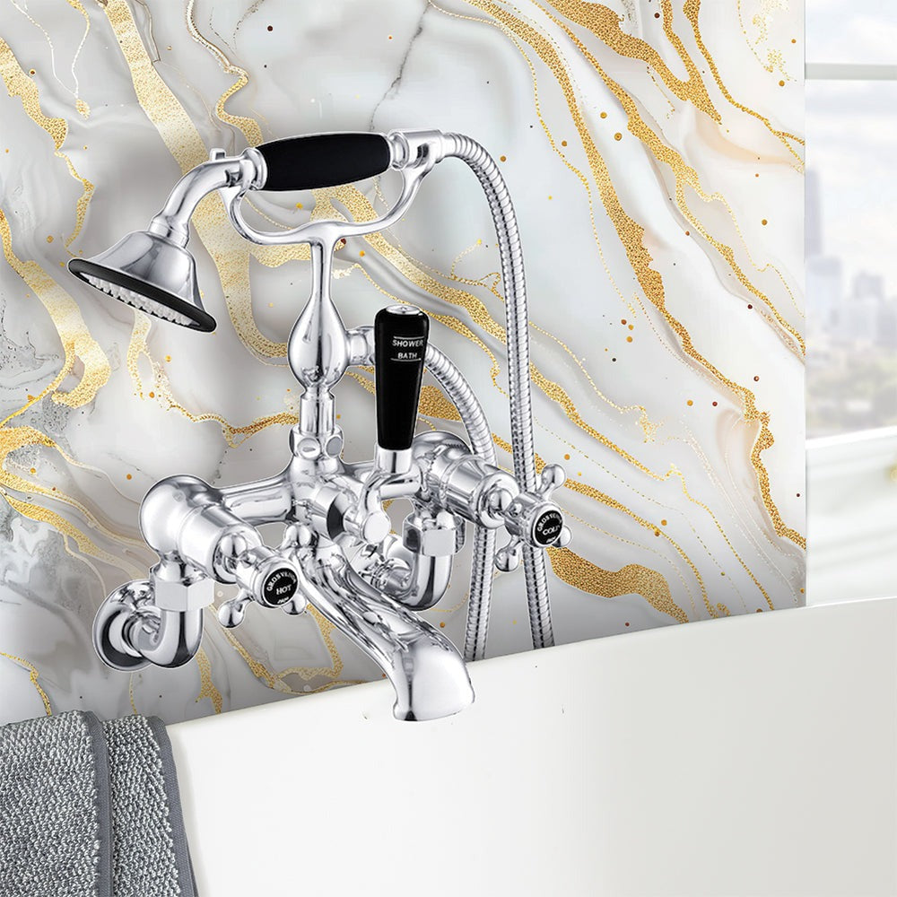 Traditional Wall Mounted Bath Shower Mixer Tap with Kit – Chrome