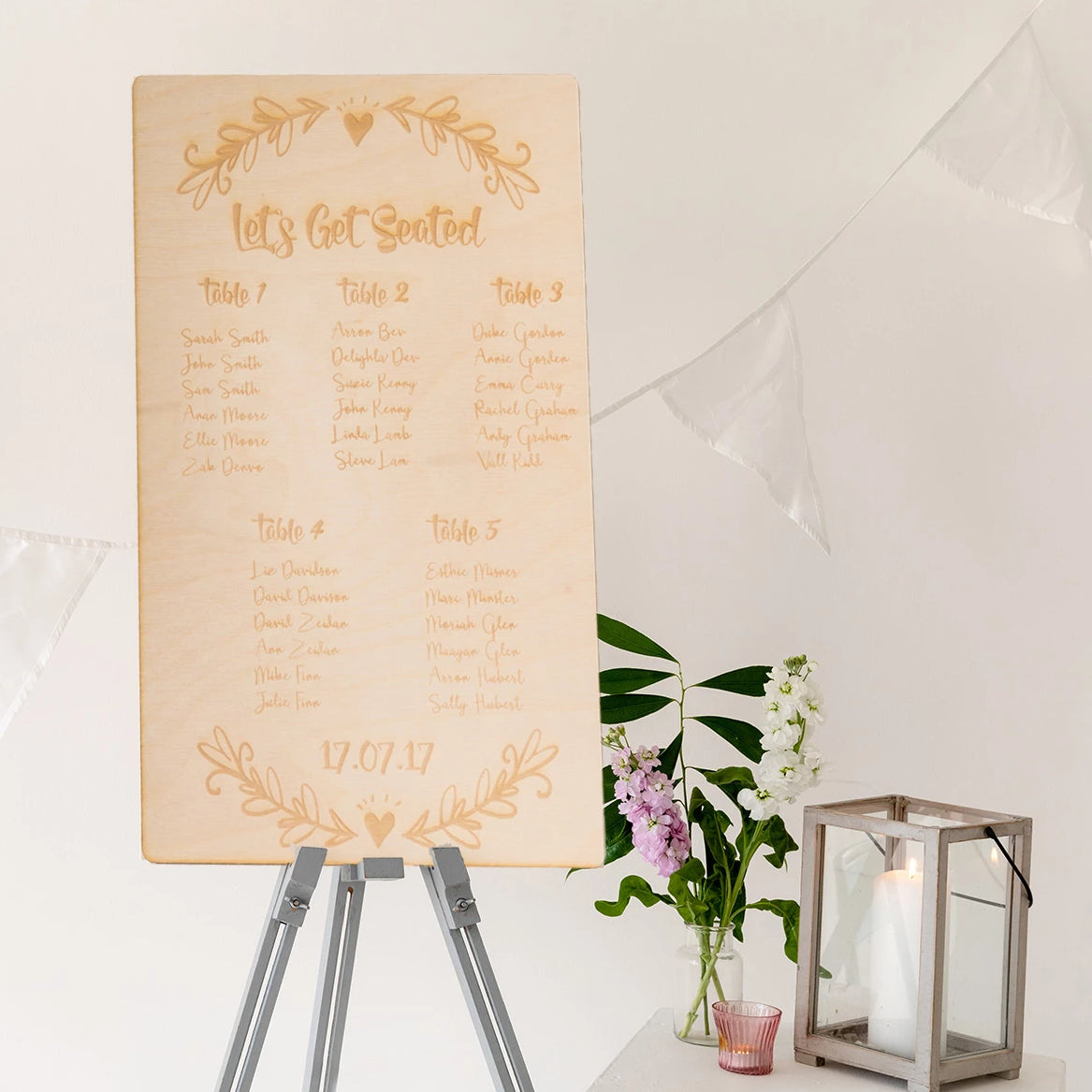 Wooden Let S Get Seated Wedding Table Plan Engraved Seating