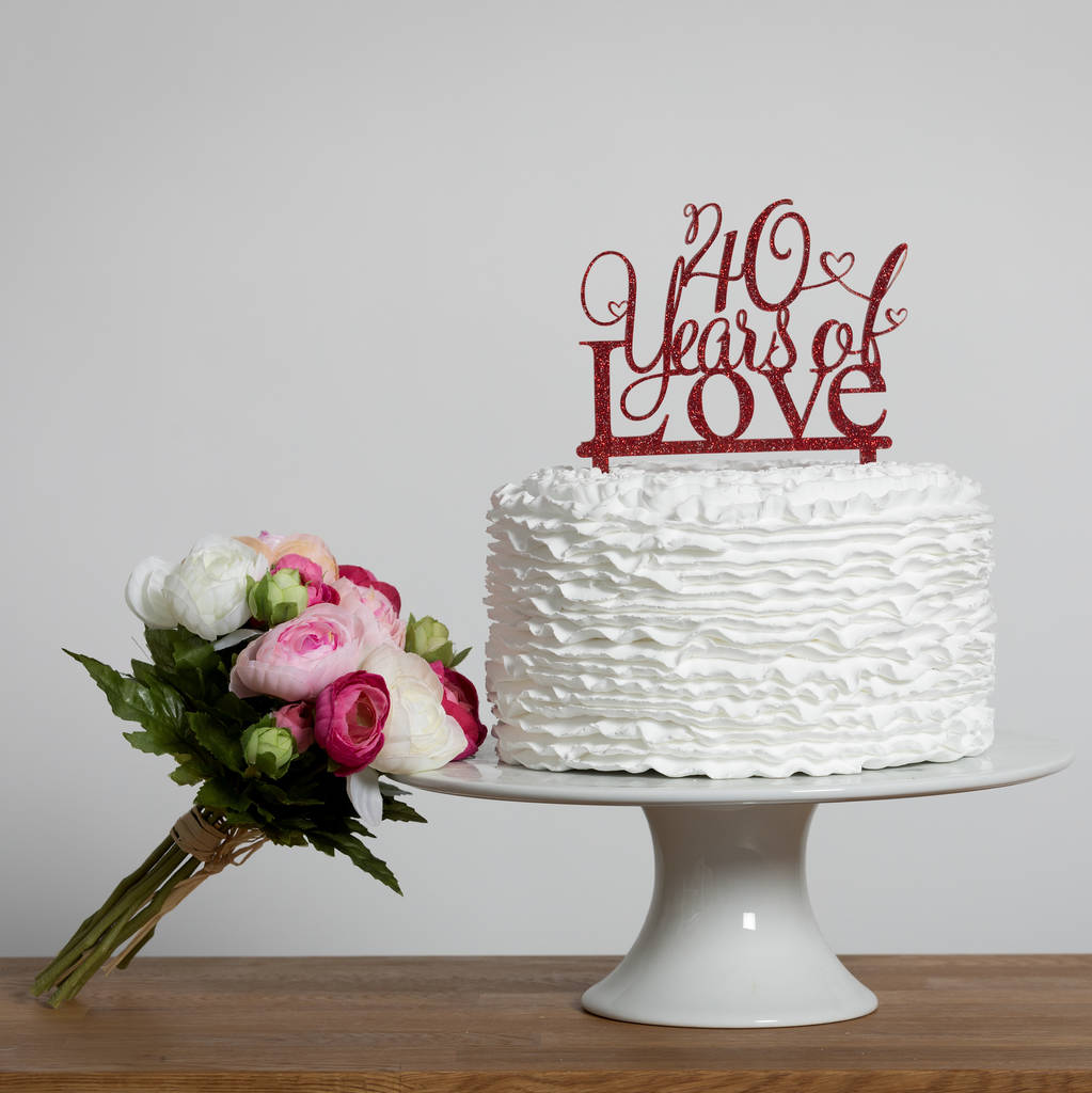 40 Years Of Love Cake Topper Acrylic Anniversary Cake Topper