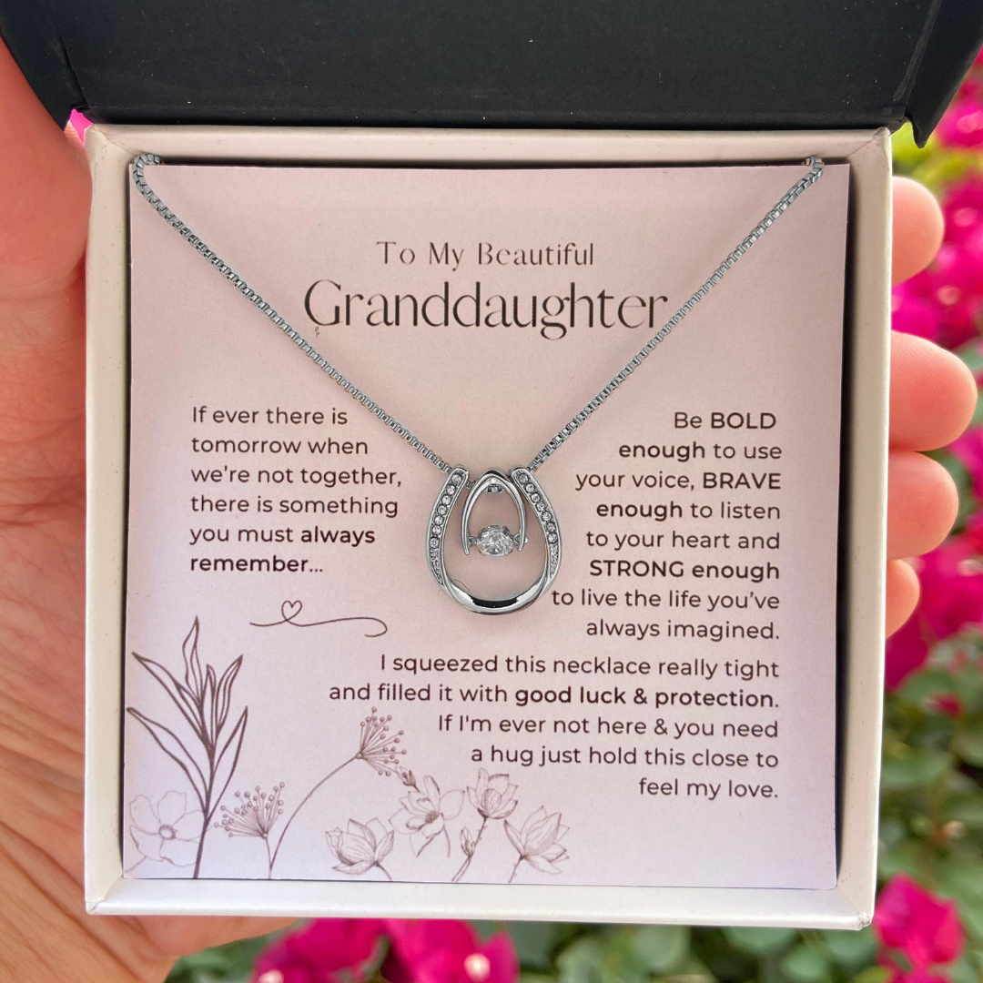 To My Beautiful Daughter-Hold It Close Lucky Horseshoe Necklace