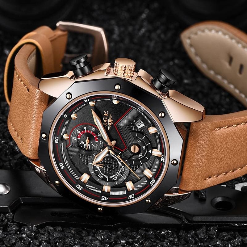 Casual Leather Military Waterproof Sports Watch Quartz Watches