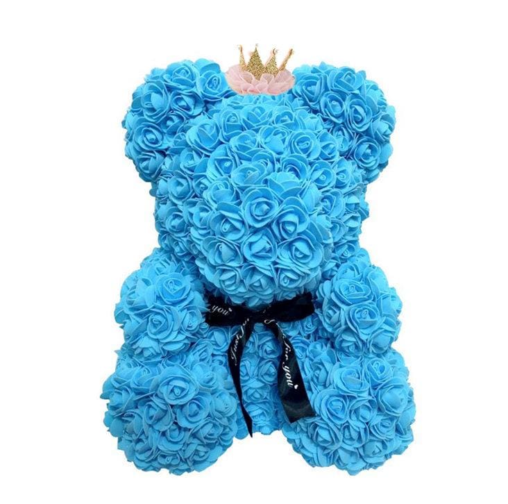 rose teddy bear with crown