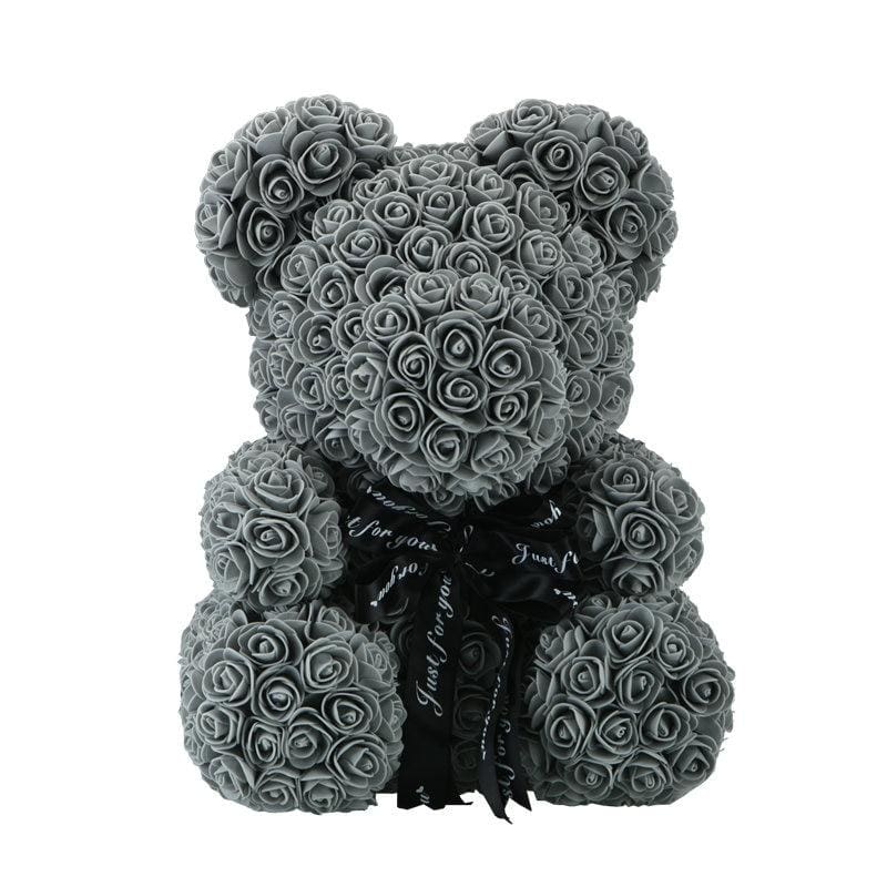 rose teddy bear grey