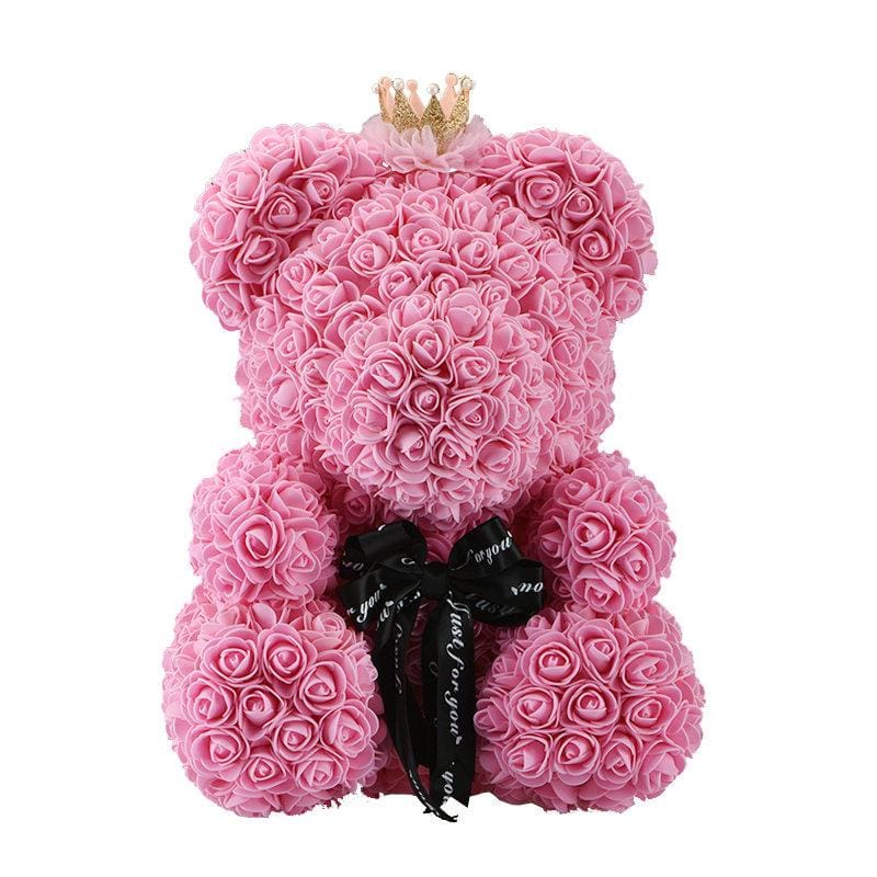 rose teddy bear with crown