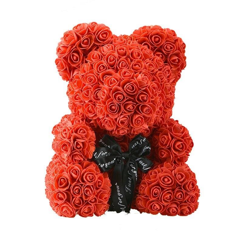 a teddy bear made of roses