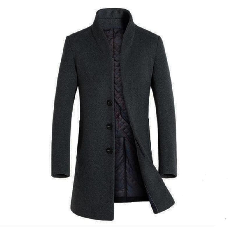 Winter Woolen Long Peacoat Mens Slim Fit Wool & Blends