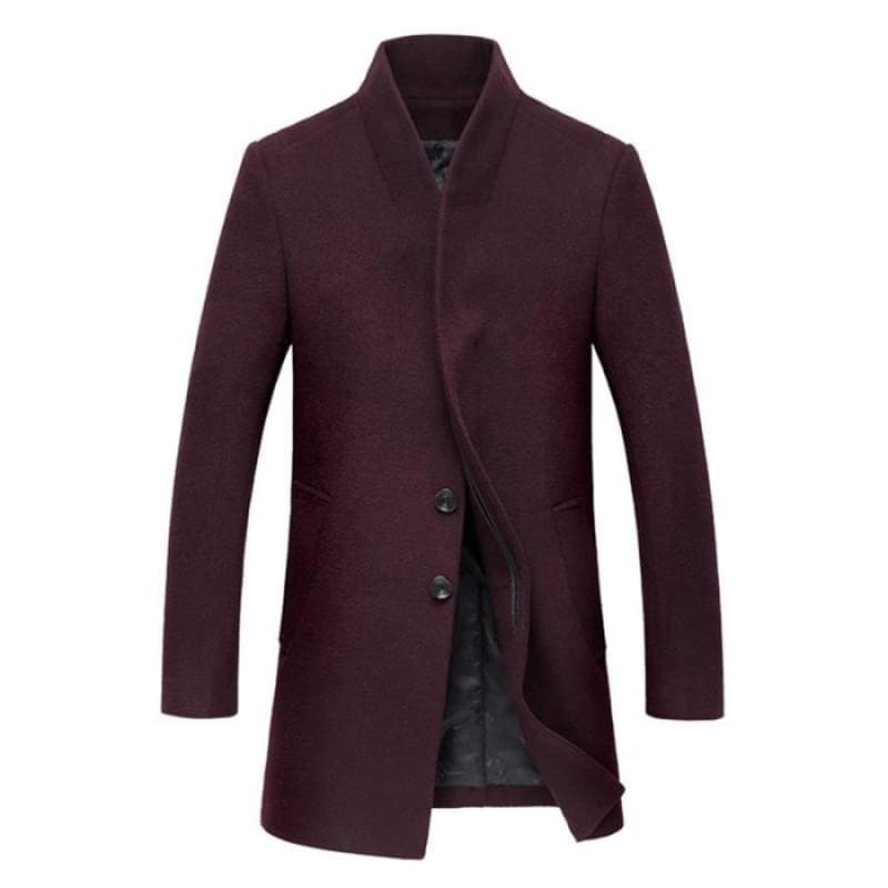 Winter Woolen Long Peacoat Mens Slim Fit Wool & Blends