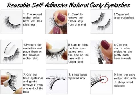Self-adhesive natural curly eyelashes