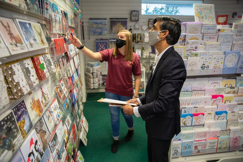Chancellor Rishi Sunak looking at Christmas cards in Nickery Nook