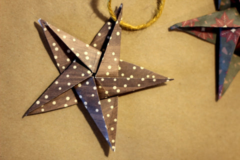 Origami star made from wrapping paper