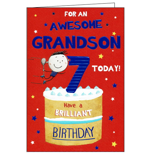 Awesome Grandson on your 7th Birthday card – Nickery Nook