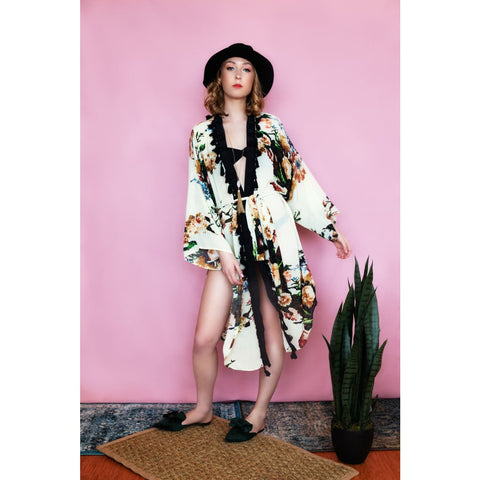 Bohemian silk kimono floral print fashion usa online womens boutique designer sale 