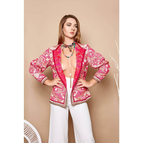 Pink Jacket with statement sleeves for women