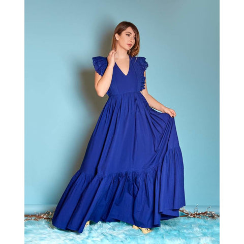 Party blue maxi dress