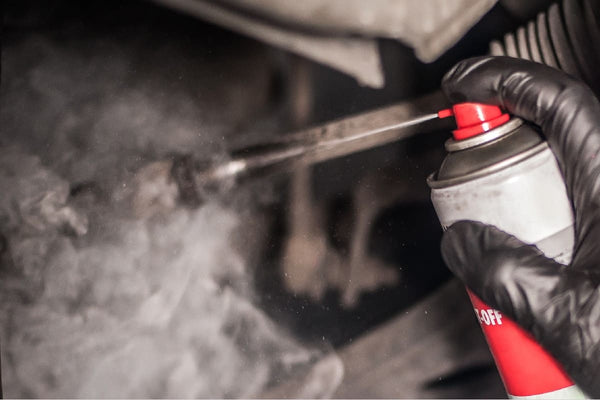 Aerosol Cleaner in use on a automotive vehicle