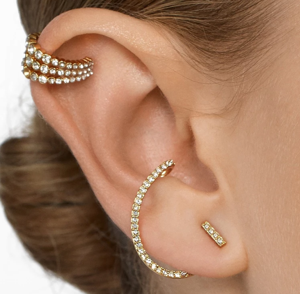 Sparkling 3 Tiered Ear Cuff in Gold - You-nique Bou-tique