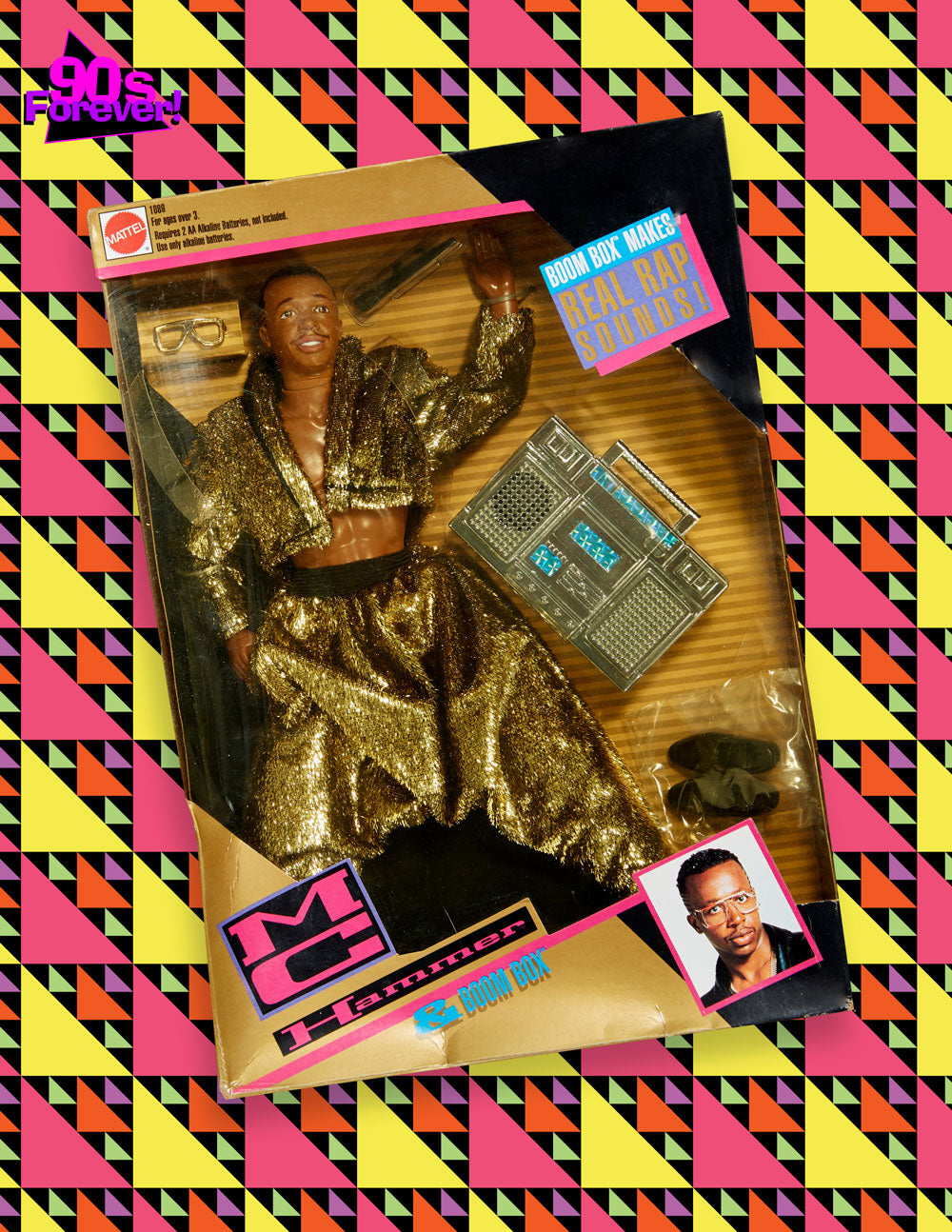 90s Forever Retro Vintage Fashion Apparel Lookbook - MC Hammer Figurine and Toy Boom Box