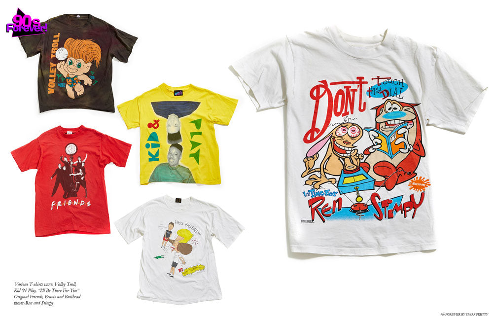 90s Forever Retro Vintage Fashion Apparel Lookbook - Vintage T Shirts Volley Troll T Shirt, Nid 'N Play T Shirt, Friends T Shirt, Beavis and Butthead T Shirt, Ren and Stimpy T Shirt