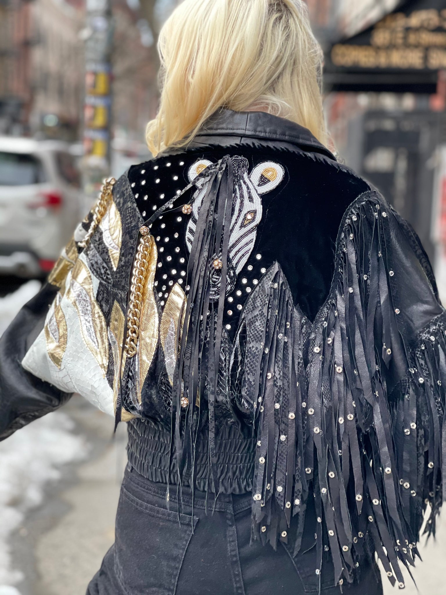 fringe metallic jacket