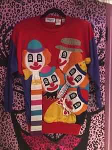 Vintage 80s Clown Sweatshirt patchwork sweater top - Spark Pretty
