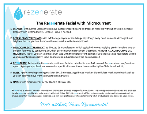 Rezenerate and Microcurrent facial protocol