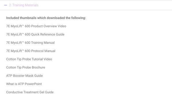 example of training materials in customer support portals of myolift