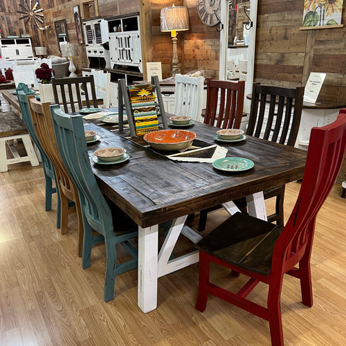 Farmhouse 8 Multicolor Table Set Rustic Furniture Depot