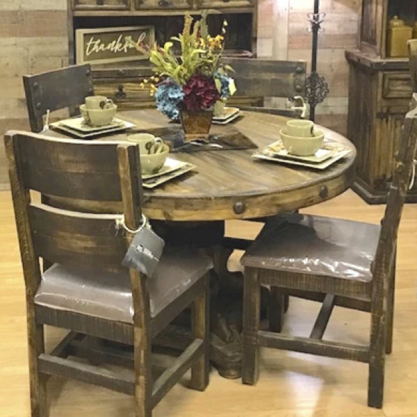 Ponderosa Round Dining Set Rustic Furniture Depot
