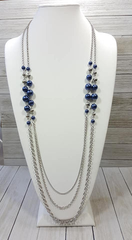 blue pearl necklace and earrings