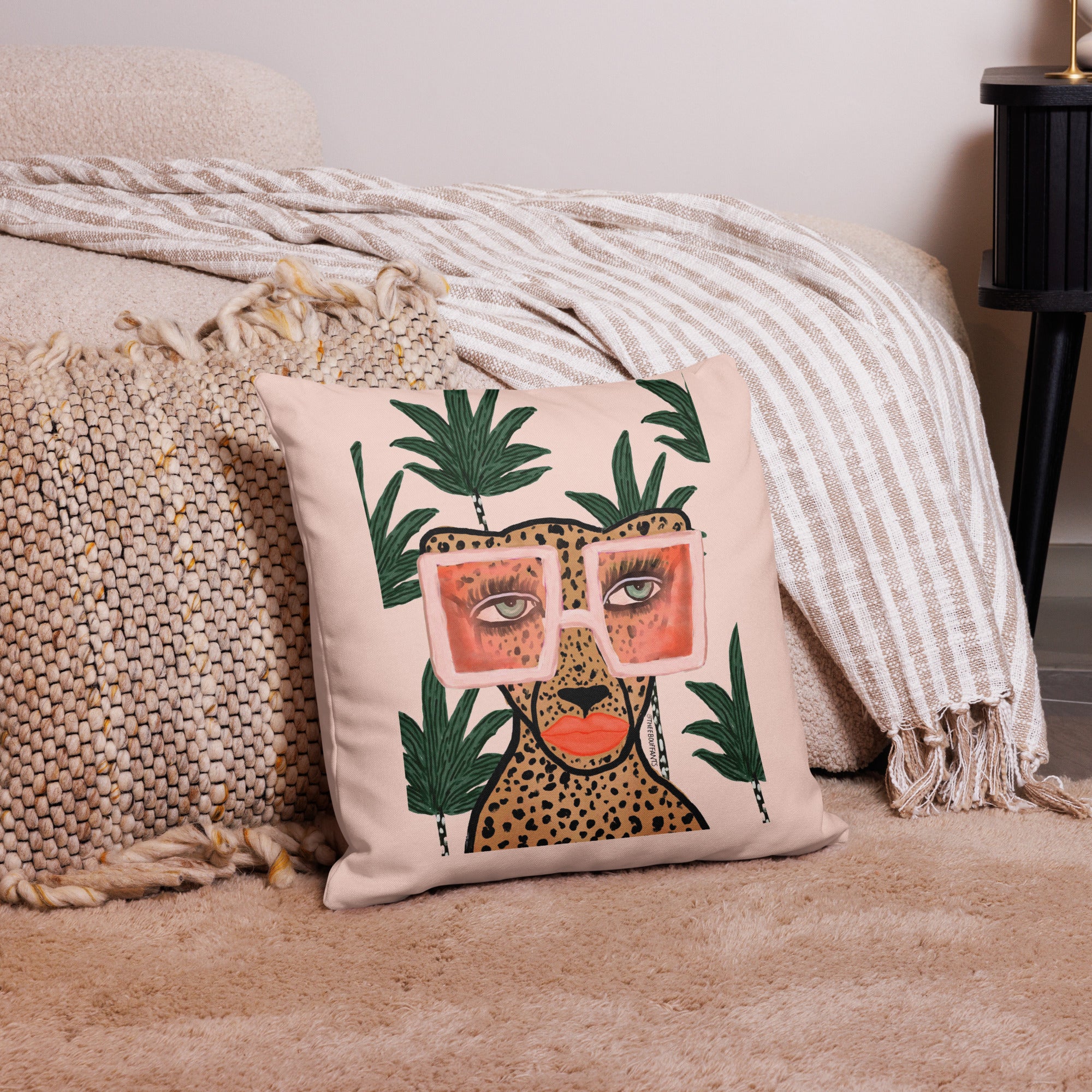 Tropical Glam Cat Pillow