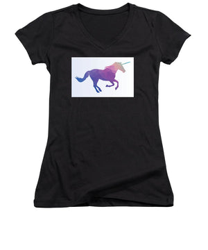 Polygonal Unicorn Horse Silhouette - Women's V-Neck