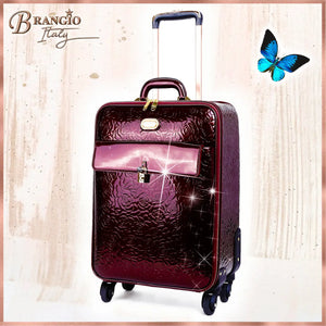 Brangio Embossed Floral Glossy Carry on Luggage - Brangio Italy Company Inc. 