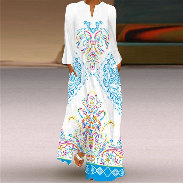  Vibrant Casual Plus Size 3D Print Long Sleeve Maxi Dresses