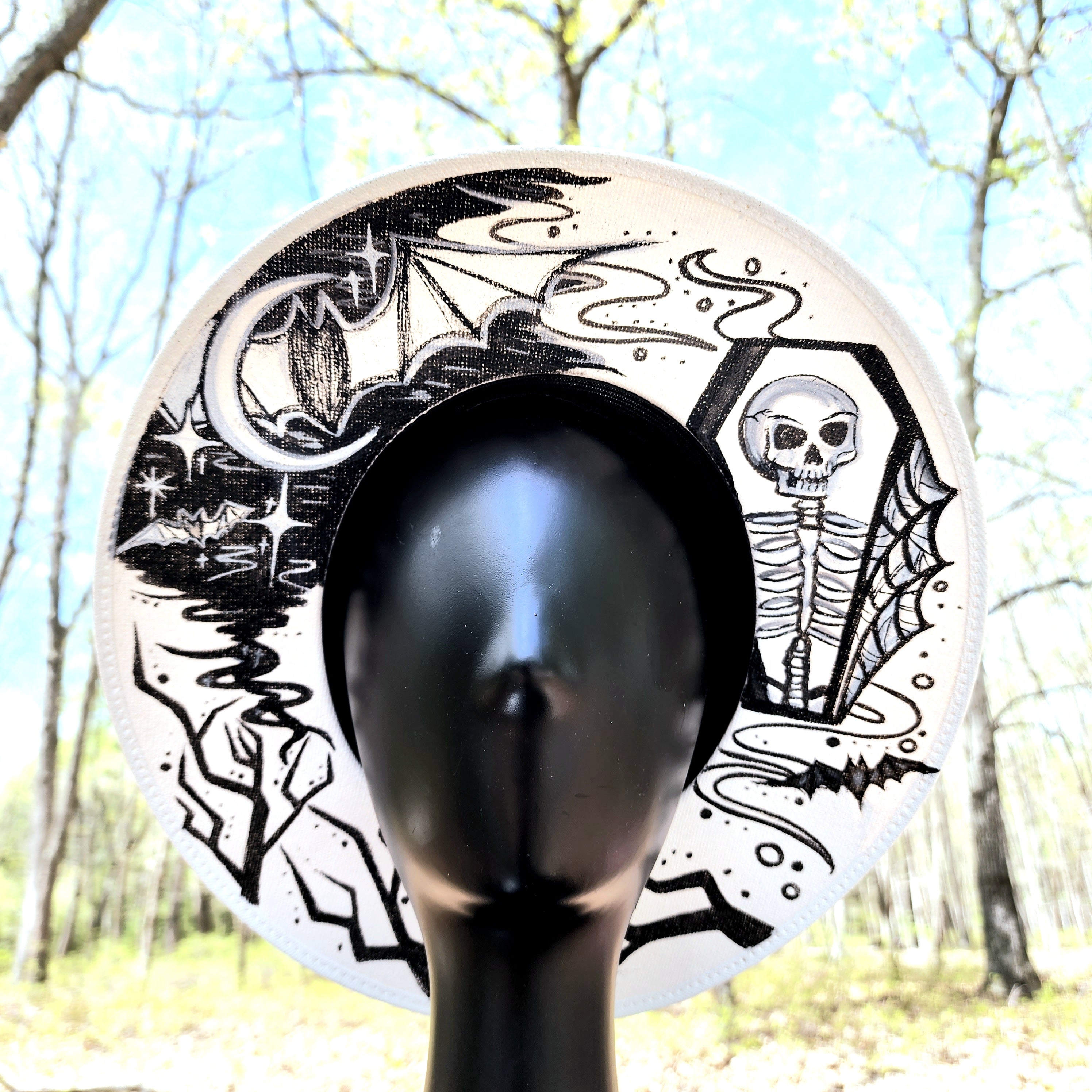 Spooky Halloween Hand Painted Sun Hat