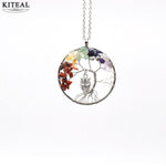 Chakra Tree of Life Natural Stone and Owl Necklace