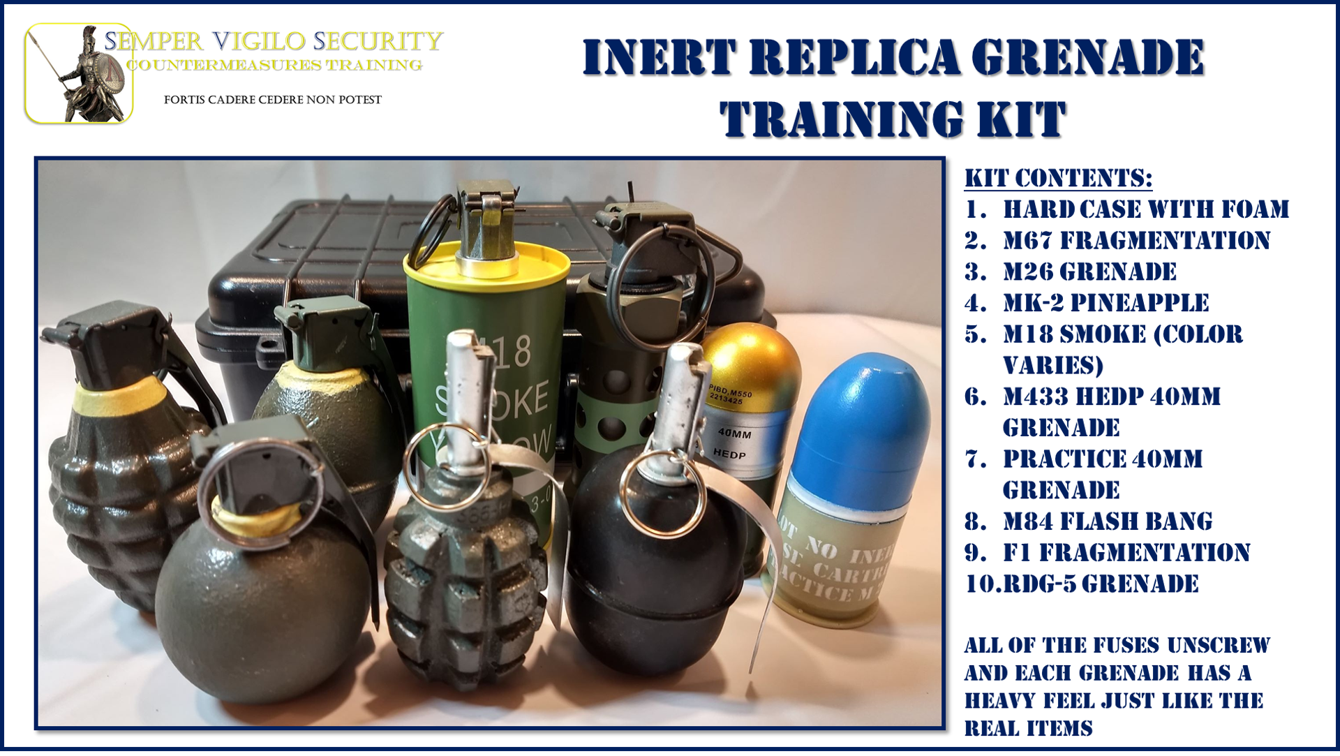 Inert Replica Grenade Training Kit Svs Countermeasures Training