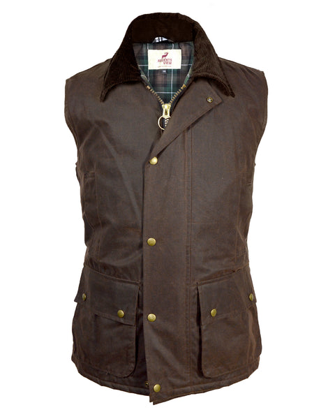 Regents View Men Premium Waxed Cotton Waistcoat - Brown – Midlandsclothing