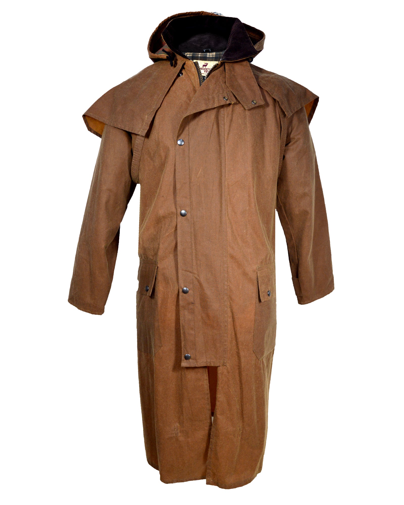 long wax coat with hood