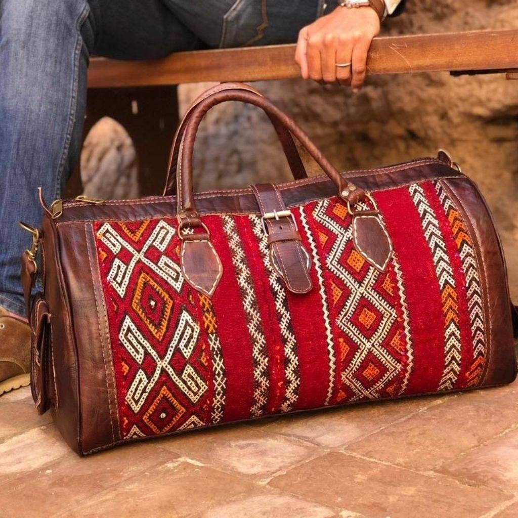 leather kilim travel bag