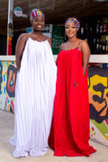 Mawusi Red Pleated Maxi Dress