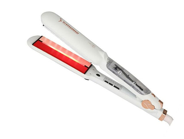 USHOW Infrared Steam Hair Straightener Professional Ceramic Ionic Straightening Iron Vapor Plate Fla