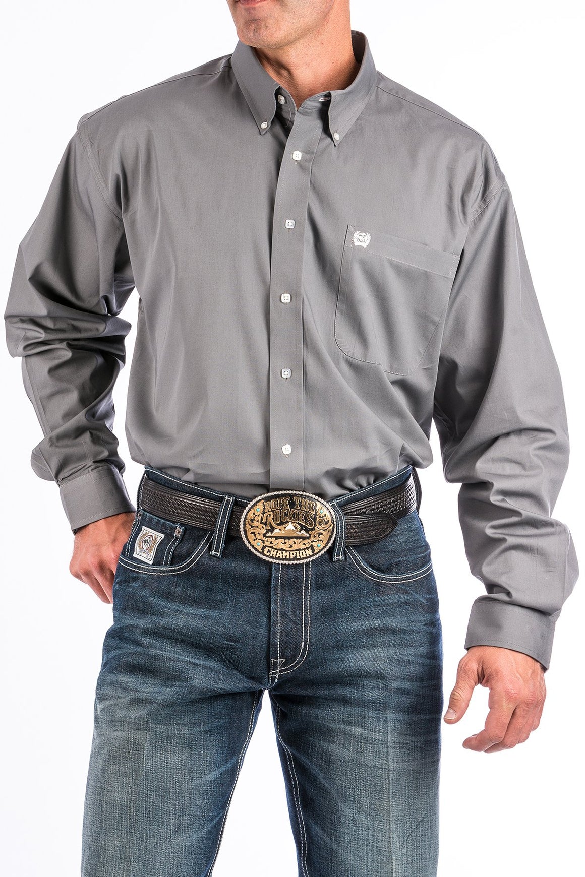 Cinch Mens Solid Gray Button Down Western Shirt Mtw1104238 Haegles Western Wear