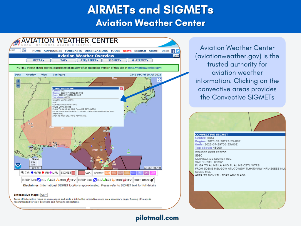 AIRMETs and SIGMETs on Aviation Weather Center - Pilot Mall
