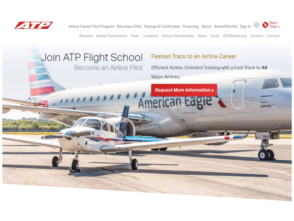 ATP Flight School Website Screenshot - Pilot Mall