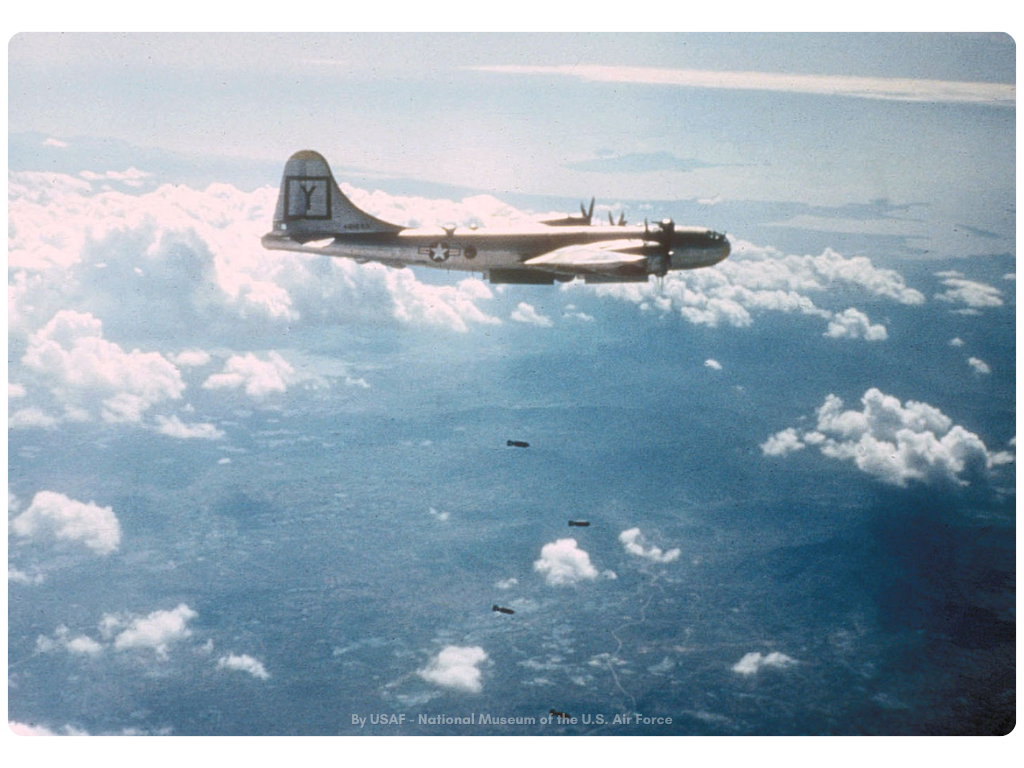 A 307th Bomb Group B-29 bombing a target in Korea