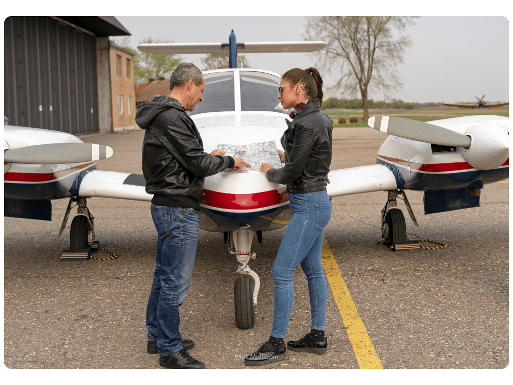 A Flight Instructor and Student Pilot Looking at a Sectional - Pilot Mall